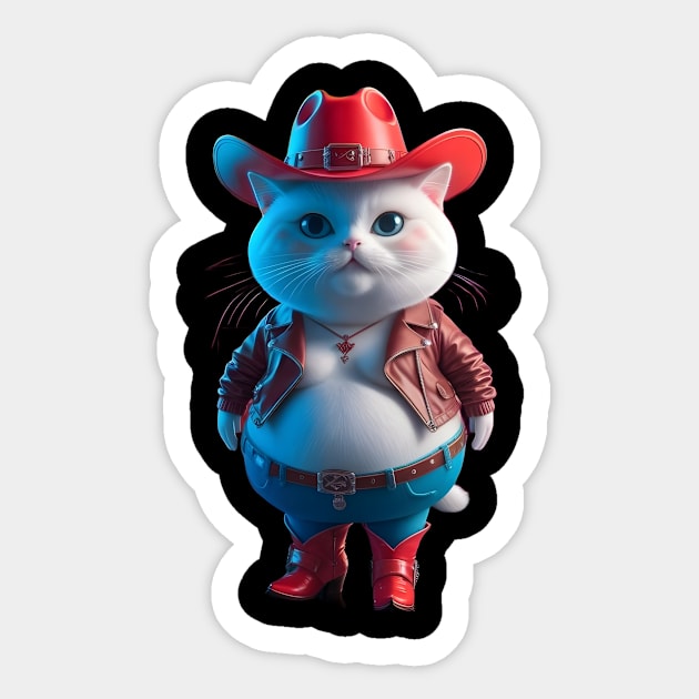 Cat Character Dressed as a Cowboy Sticker by animegirlnft